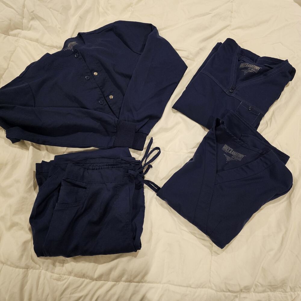 Lot Grey's Anatomy by Barco Navy Blue Scrubs SMALL Tall Pants Without Jacket
